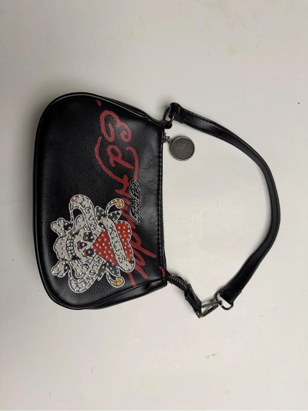 Es hardy Black Wristlet Bag with Embellished Heart Design